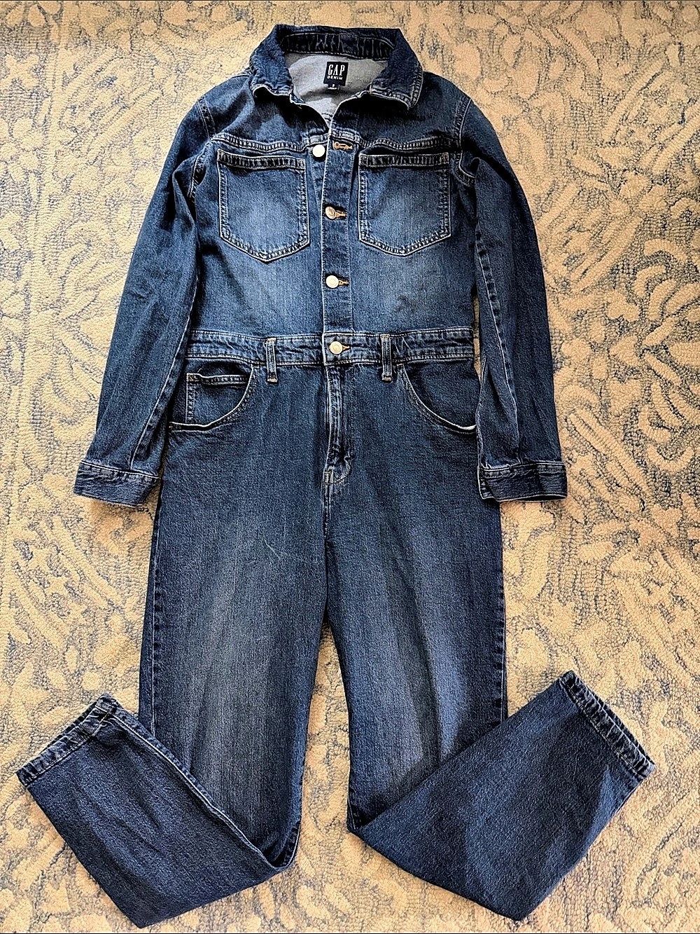 Gap Long-Sleeve Denim Utility Jumpsuit